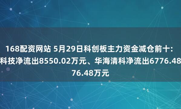 168配资网站 5月29日科创板主力资金减仓前十: 石头科技净流出8550.02万元、华海清科净流出6776.48万元